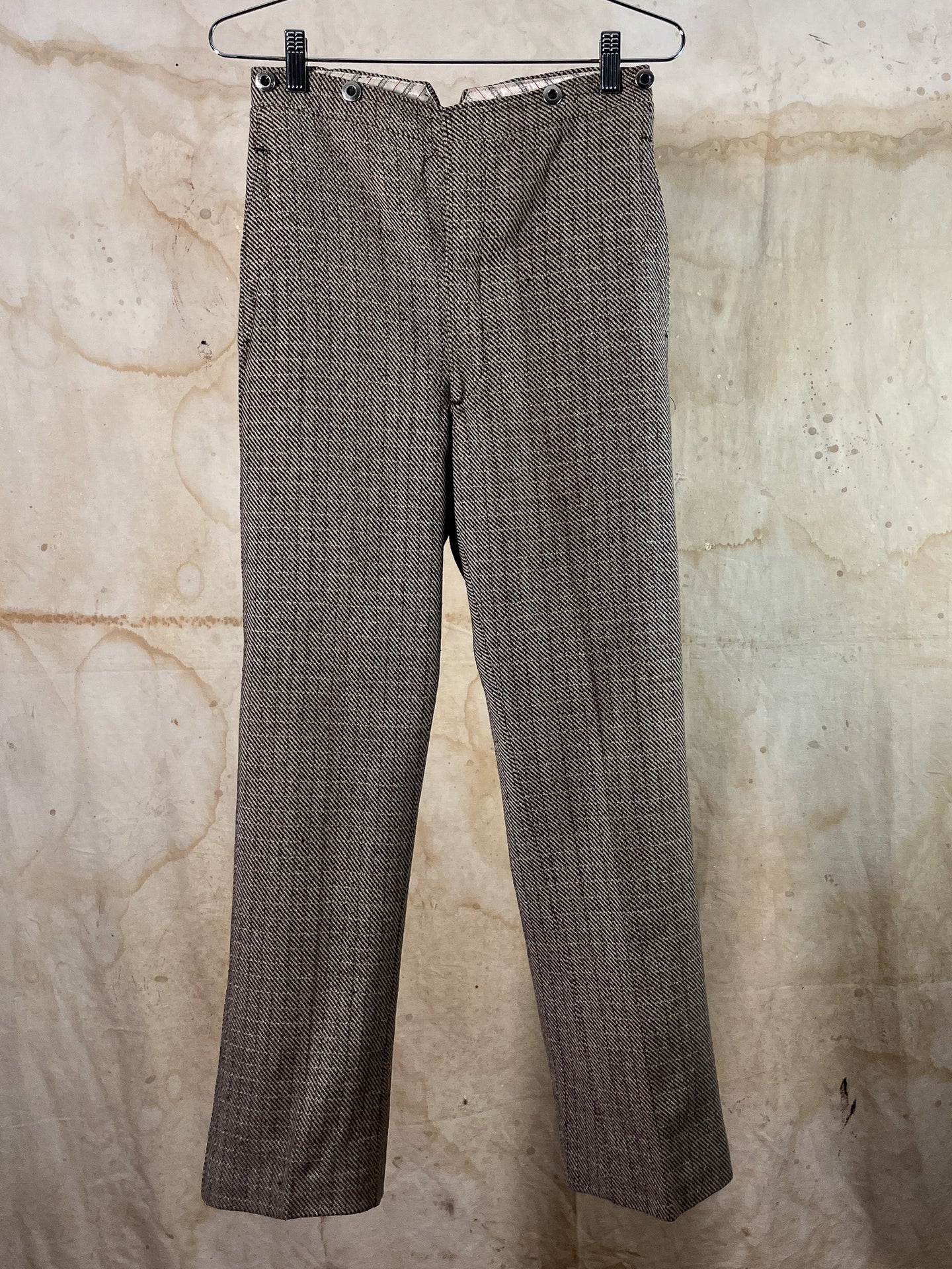 1920s French Tweed Wool Buckleback Trousers 