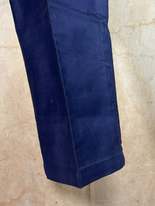1930s French Blue Moleskin Buckleback Trousers - Deadstock