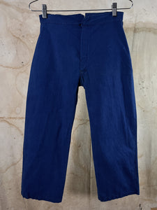 1930s French Indigo Linen/ Cotton Trousers