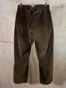 1930s French Brown Corduroy Trousers - Patched/ Repaired