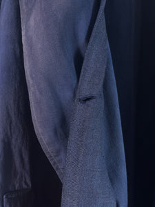 1940s French Faded & Overdyed Blue Small DB Trench Coat