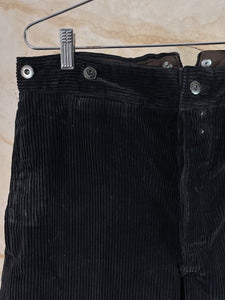 1940s French Charcoal Gray Corduroy Trousers