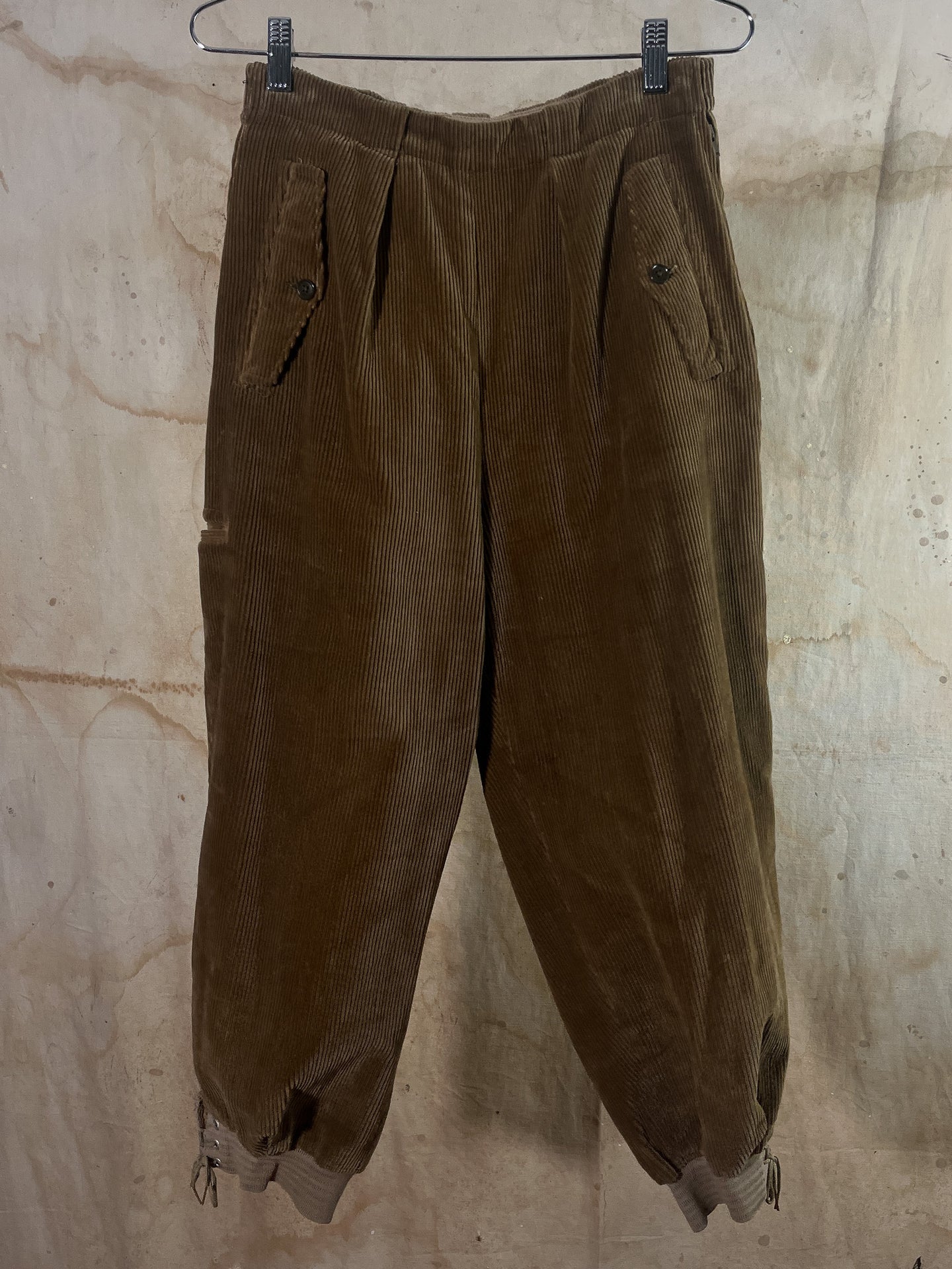 French Golden Brown Corduroy Women's Sport Trousers c.1940s-50s