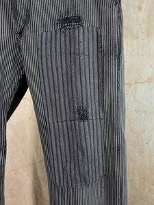 1940s French Gray Coutil Trousers - Patched & Repaired