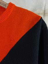 Load image into Gallery viewer, Kandel Brand Orange &amp; Black Color-blocked Knit Wool Sweater c.1950s

