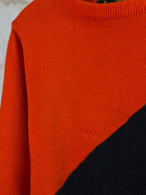 Load image into Gallery viewer, Kandel Brand Orange &amp; Black Color-blocked Knit Wool Sweater c.1950s
