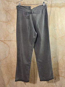 French Buckle-back Gray Striped Work Trousers "Le Chat Vert" c.1940s