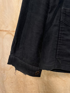 French Black Cotton Moleskin Workwear Coat c. 1940s-50s