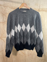 Load image into Gallery viewer, Sears Argyle Black &amp; Gray Long Sleeve Sweater c. 1960s
