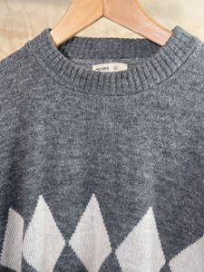 Sears Argyle Black & Gray Long Sleeve Sweater c. 1960s