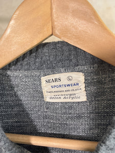 Sears Argyle Black & Gray Long Sleeve Sweater c. 1960s
