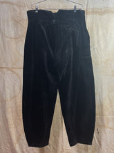 Load image into Gallery viewer, French Black Corduroy Tapered Buckle-back Carpenter&#39;s Trousers c. 1940s
