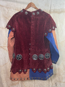 French Crushed Velvet Theater Costume, with Applied Metal Plating c. 1930s