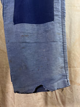 Load image into Gallery viewer, Heavily Patched &amp; Mended French Blue Moleskin Work Trousers c. 1960s
