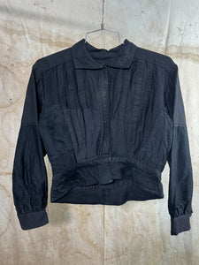 French Black Cotton Work Blouse/ Corset Cover c. late 1800s- early 1900s