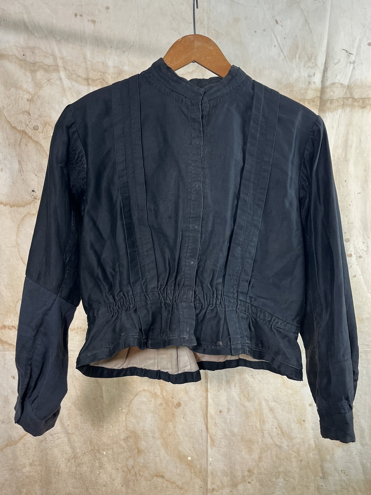 French Black Cotton Work Blouse/ Corset Cover c. late 1800s