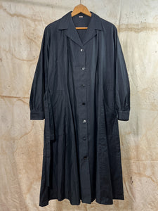 French Black Cotton Hotel Worker's Dress/ Duster c. 1940s