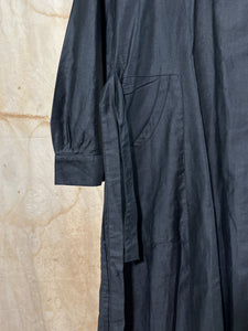 French Black Cotton Hotel Worker's Dress/ Duster c. 1940s