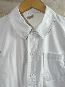 French White Cotton Twill Workwear Jacket c. 1960s-70s