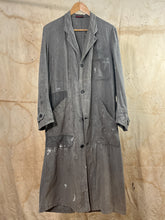 Load image into Gallery viewer, French Salt &amp; Pepper Long Cotton Work Coat/ Duster c. 1940s
