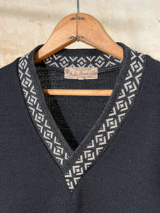 Archie Brown & Son - Black Synthetic V-Neck c. 1950s