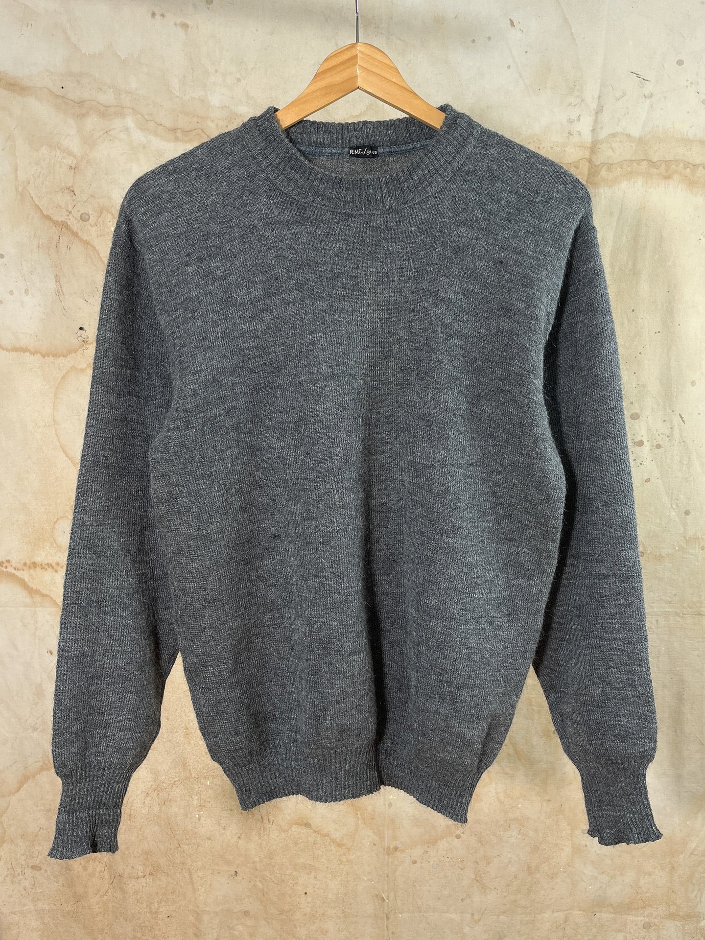 Euro Military Medium Gray Wool Crew-Neck Sweater
