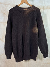 Load image into Gallery viewer, Made in UK - Sun Faded Dark Brown Cable Knit Wool Sweater
