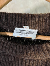 Load image into Gallery viewer, Made in UK - Sun Faded Dark Brown Cable Knit Wool Sweater
