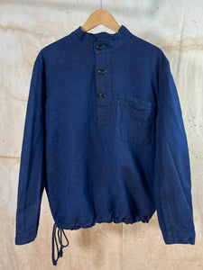 French Indigo Linen Mariner's Smock - Made in House