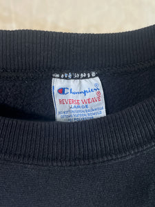 NYU Black Champion Reverse Weave Sweatshirt c. 1980s-90s USA Made
