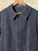 Load image into Gallery viewer, German Gray-Blue Cotton Herringbone Twill Shop Coat c. 1960s
