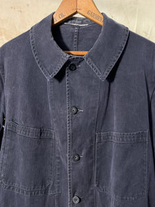 German Gray-Blue Cotton Herringbone Twill Shop Coat c. 1960s