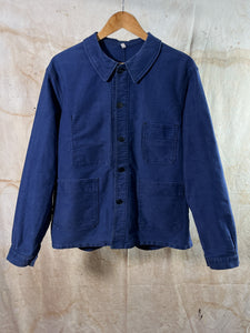 French Blue Cotton Moleskin Work Jacket - Adolphe Lafont c. 1960s