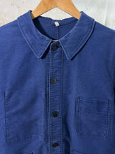 Load image into Gallery viewer, French Blue Cotton Moleskin Work Jacket - Adolphe Lafont c. 1960s
