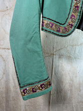 Load image into Gallery viewer, French Theater Costume Teal Bolero Style Jacket c. 1940s

