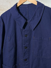 Load image into Gallery viewer, French Blue Cotton Twill Chore Coat c. 1970s
