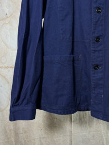 French Blue Cotton Twill Chore Coat c. 1970s