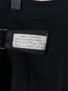 French Black Wool Buckle-Back Dress Trousers c. 1910s
