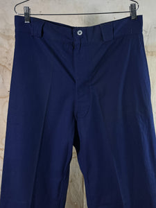 French Blue Cotton Twill - Wide Leg Military Work Trousers c. 1950s