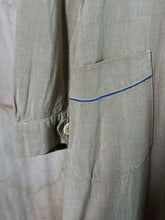 Load image into Gallery viewer, French Ecru &amp; Blue Work Dress c. 1930s
