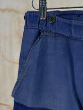 Load image into Gallery viewer, French Blue Moleskin PATCHED Work Trousers c. 1950s-60s
