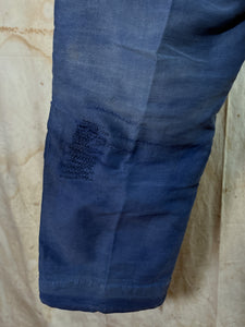French Blue Moleskin PATCHED Work Trousers c. 1950s-60s