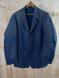 French Blue Moleskin Worker's Blazer c. 1950s - 60s