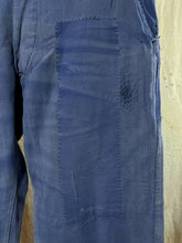 Load image into Gallery viewer, French Blue Cotton Twill Patched &amp; Repaired Work Trousers c. 1950s
