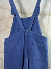 Load image into Gallery viewer, French Blue Moleskin Overalls c. 1940s
