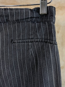 French Gray Striped Workwear Trousers - Brushed Cotton Inside c. 1940s-50s