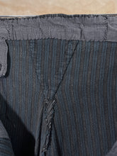 Load image into Gallery viewer, French Gray Striped Workwear Trousers - Brushed Cotton Inside c. 1940s-50s
