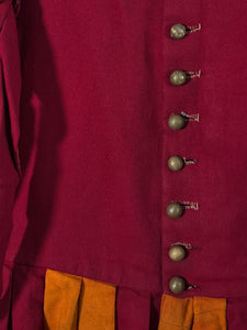 French Theater Costume Jacket/ Dress - Handmade - Orange & Red Wool c.1930s