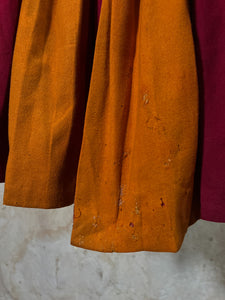 French Theater Costume Jacket/ Dress - Handmade - Orange & Red Wool c.1930s