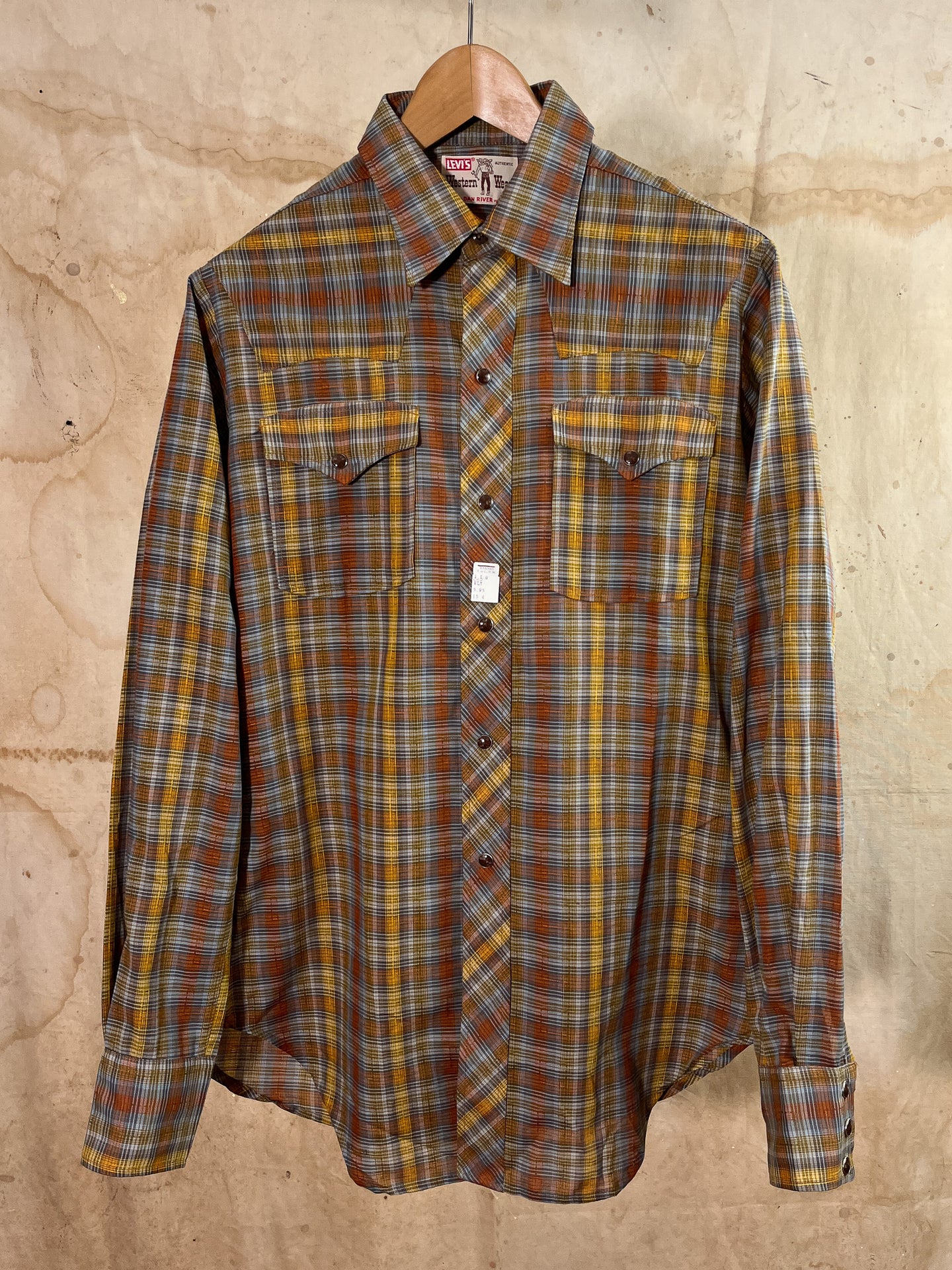 Levi's Western Wear - Cotton Plaid Pearl Snap Shirt - Deadstock c. 1960s-70s